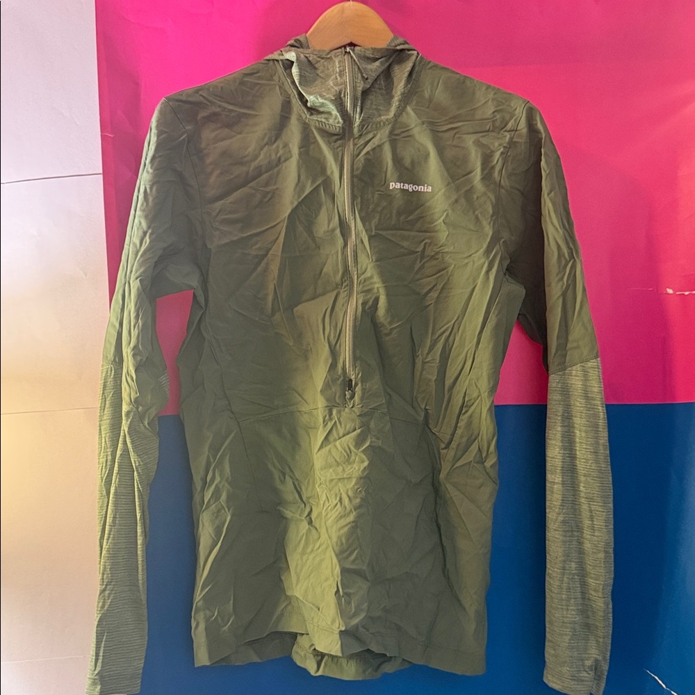 Patagonia Olive Green Performance Jacket with Hood